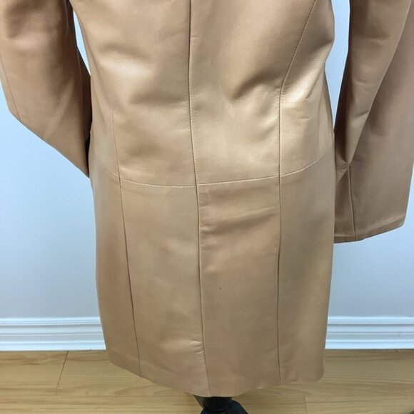 DANIER LEATHER MIDI LENGTH TAN COAT 12 - Picture 10 of 13
